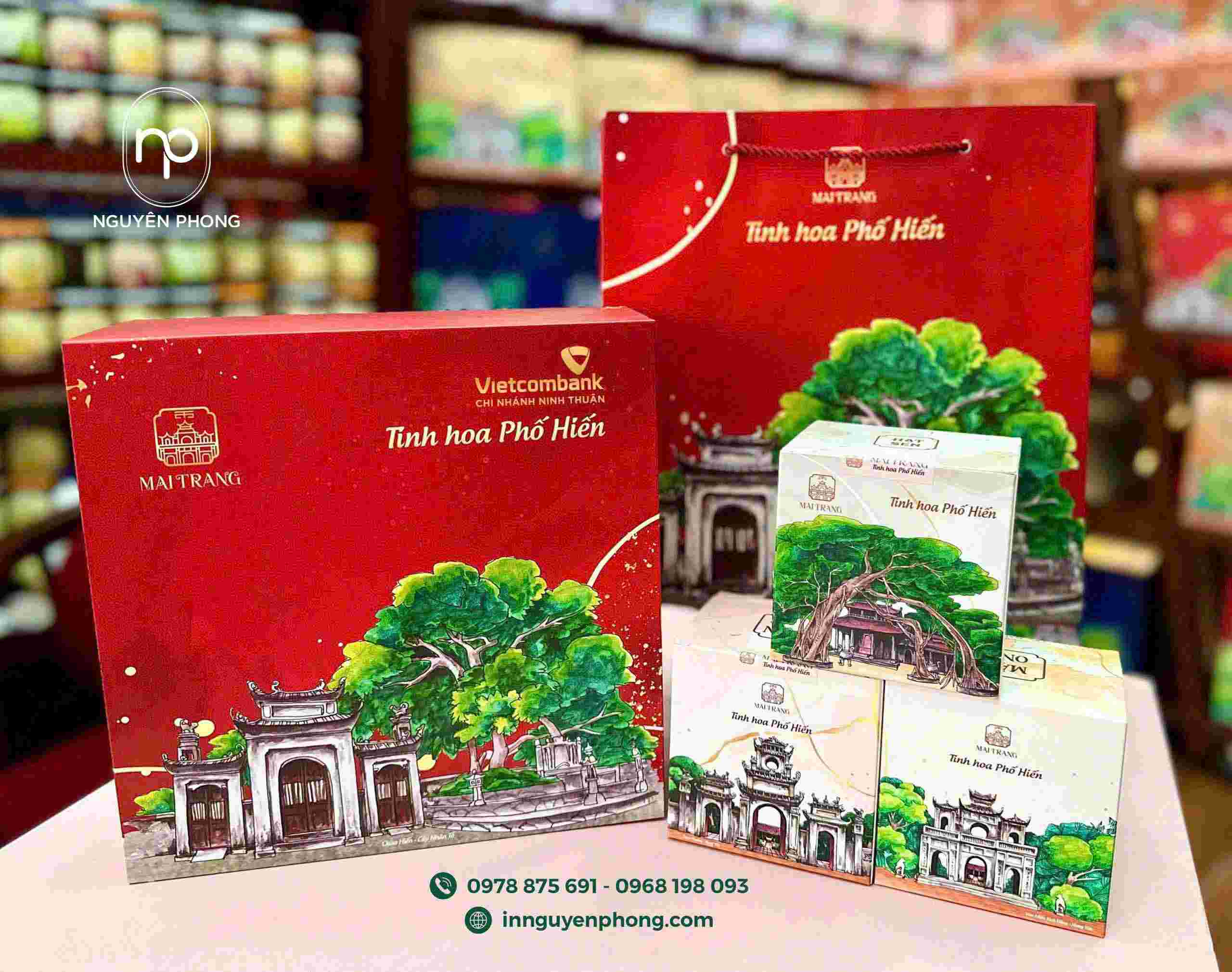 Túi giấy, hộp cứng của  thương hiệu nông sản  Mai Trang 